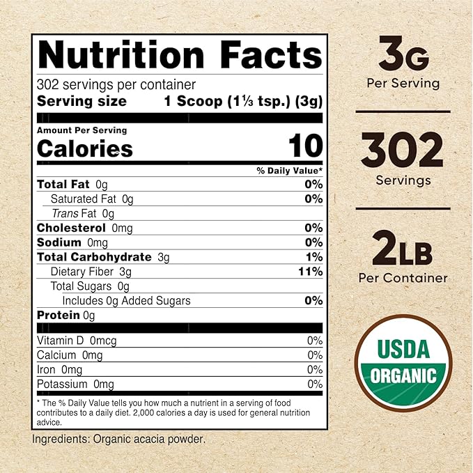 Nutricost Organic Acacia Fiber Powder (2 LB)