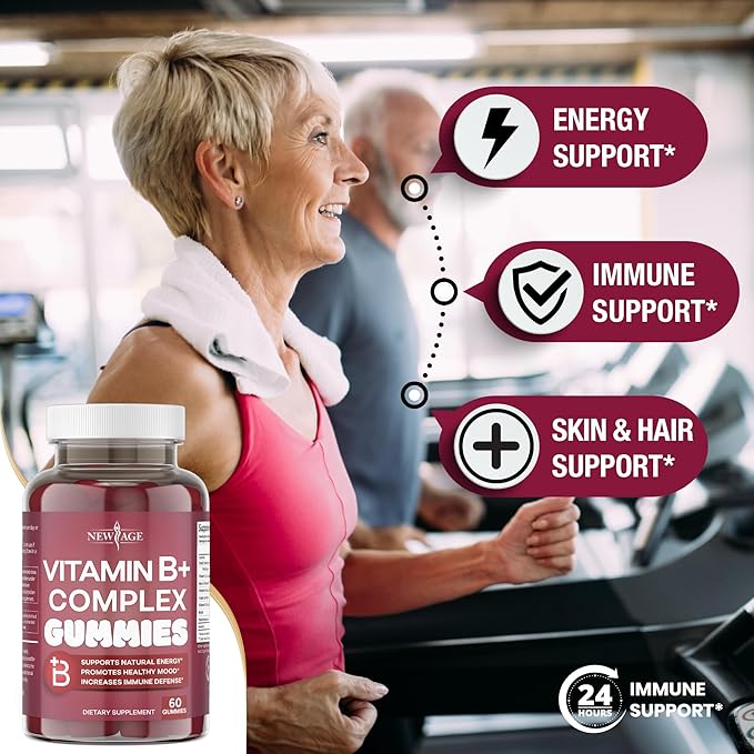 NEW AGE Vitamin B Complex Gummies B3, B5, B5, B6, B6, B7, B7, B9 B9 & B12 – (120 Count 2))