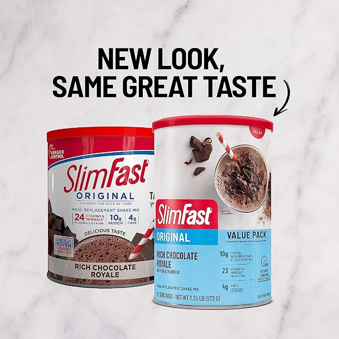 SlimFast Meal Replacement Powder, Original Rich 10g of 22 Servings