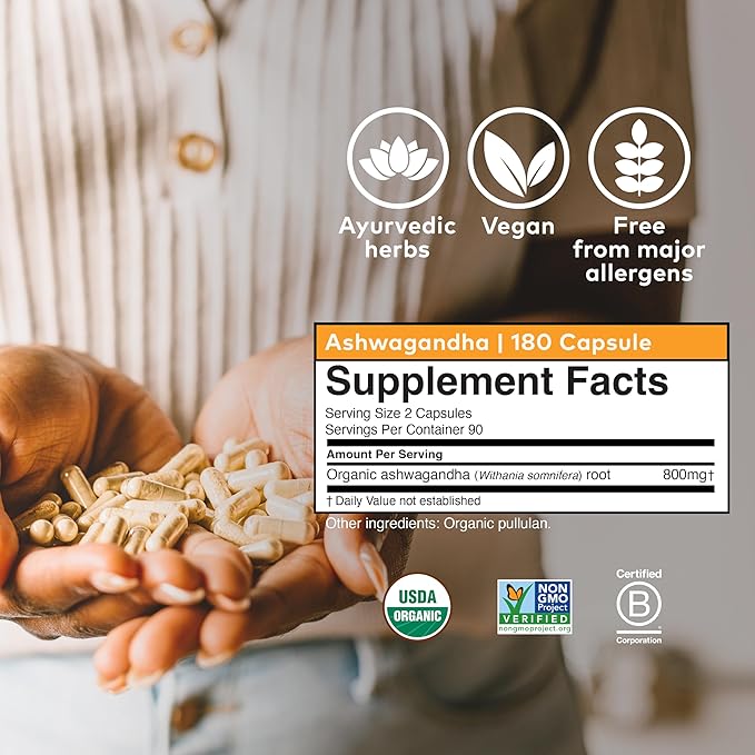 ORGANIC INDIA Ashwagandha Capsules 180 Capsules