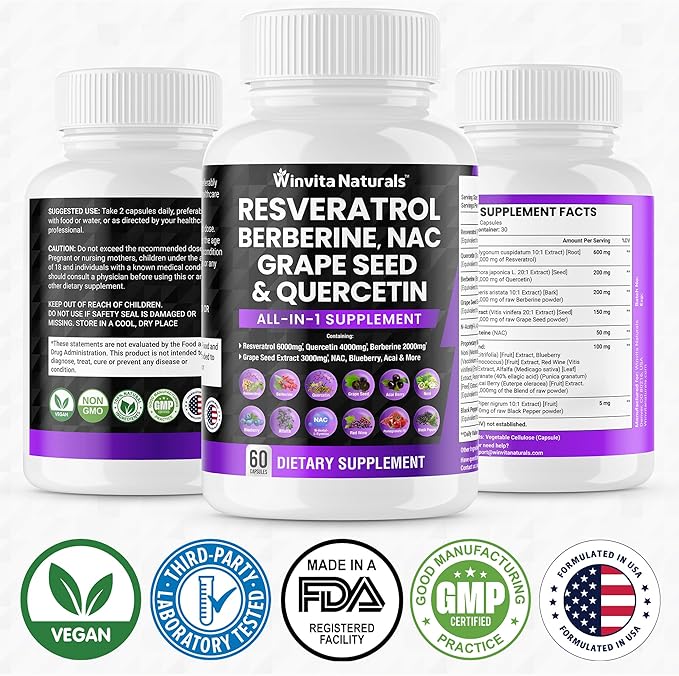 Resveratrol 6000mg Quercetin 4000mg Berberine 2000mg 3000mg -