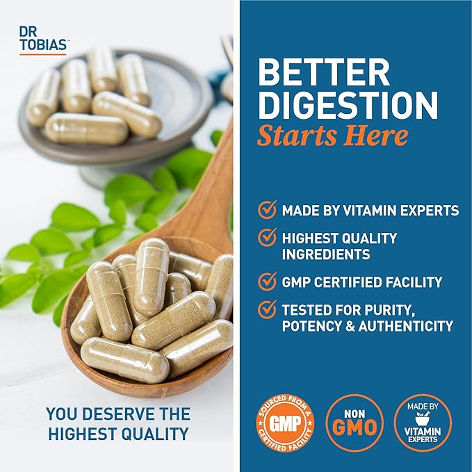 Dr. Tobias Digestive Enzymes with Amylase, 18 Enzymes 60 Capsules, 30 Servings