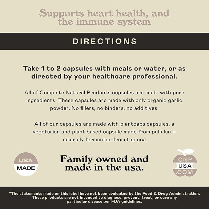 Complete Natural Products Organic Garlic Capsules 520mg Capsules 100 Count