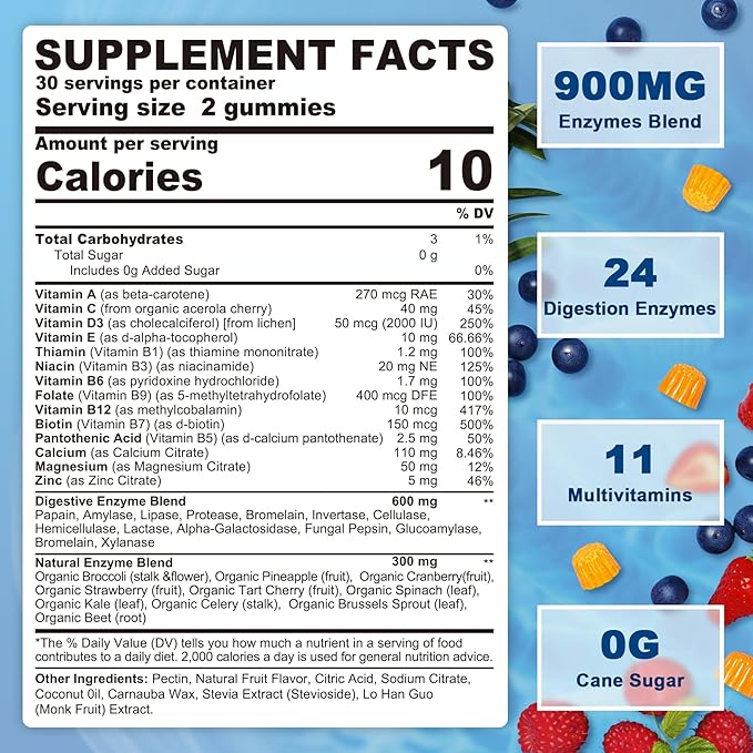 1Pack Digestive Enzymes Supplement Gummies 24 Most