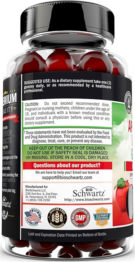 Apple Cider Vinegar Gummies for Weight Loss - ACV Gummies with The Mother for Women & Men - Energy Boost Bloat Digestive & Immune Support - Vitamin B12 B6 B 9 Folic Acid - Vegan Detox Cleanse -90Ct