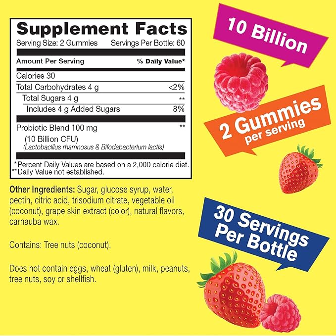 Probiotics for Women Gummies - 10 Billion CFU - for Digestive Support, Gut Health, and Feminine Health Support - Natural Sourced Flavors - Vegan, Delayed Release Womens Probiotic - 60 Gummies