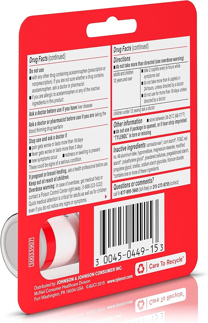 Tylenol Extra Strength Caplets with 500 10 ct