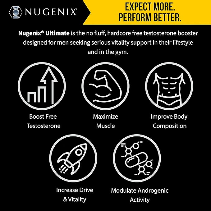 Nugenix Total-T Ultimate - Advanced Free and Total Testosterone Booster for Men - 120 Tablets