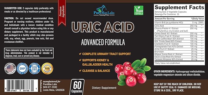 Uric Acid Advanced Formula – Kidney, 60 Capsules