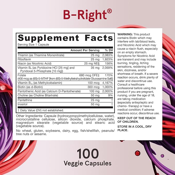 Jarrow Formulas B-Right Optimized B-Complex, Dietary 100 Veggie 100 Day 12