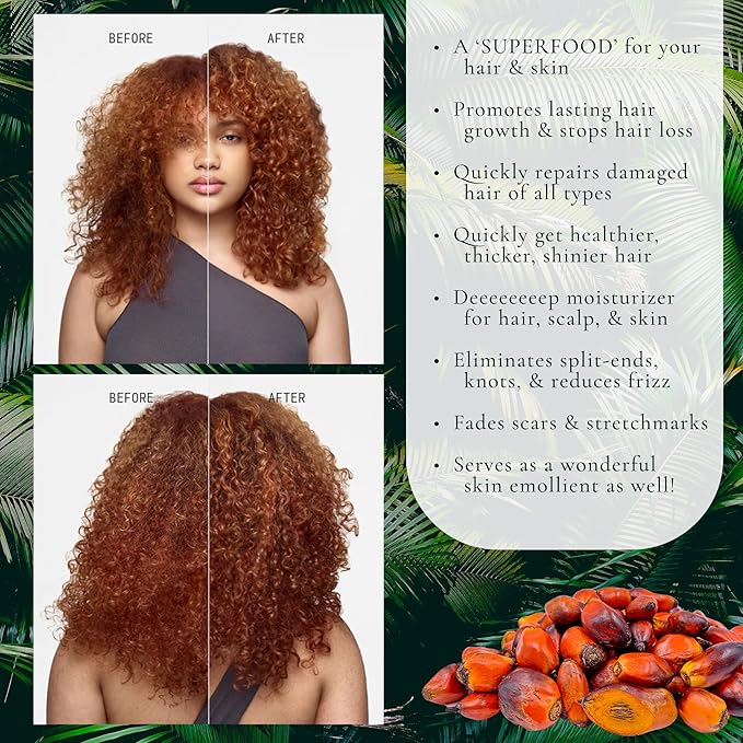 100% COLD-PRESSED (Unscented) Batana Oil - Thicker, Fuller Hair! Fights Thinning & Promotes Growth. A Hair & Scalp 'SUPERFOOD'! Repairs Damage & Rich in Vitamin E.