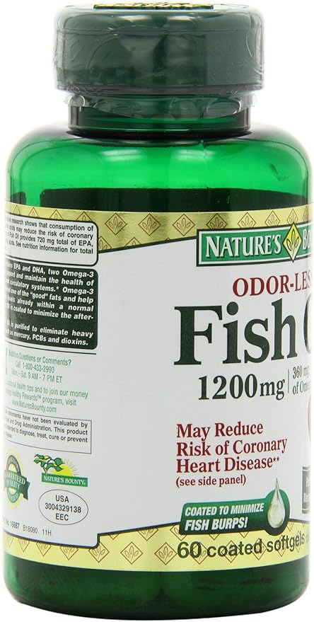 Nature's Bounty Fish Oil, 1200mg, 360mg Omega-3, 60 60 Odorless