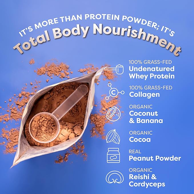 FlavCity Protein Powder Smoothie, Chocolate Peanut Butter 100% Grass-Fed (25g of (37.74 oz)