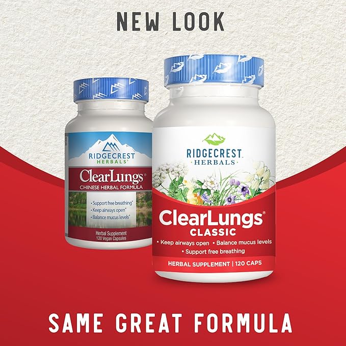 Ridgecrest Herbals ClearLungs Classic, Natural Lung (120 Caps, 60 Serv)
