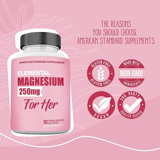 Magnesium Glycinate for Women, Elemental 250mg 90 Day