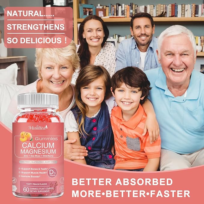 1200mg Calcium Gummies with D3,K2,Zinc -(1pack)