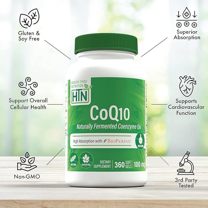 Health Thru Nutrition CoQ-10 100mg 360 Softgels Q10 | 3rd Party