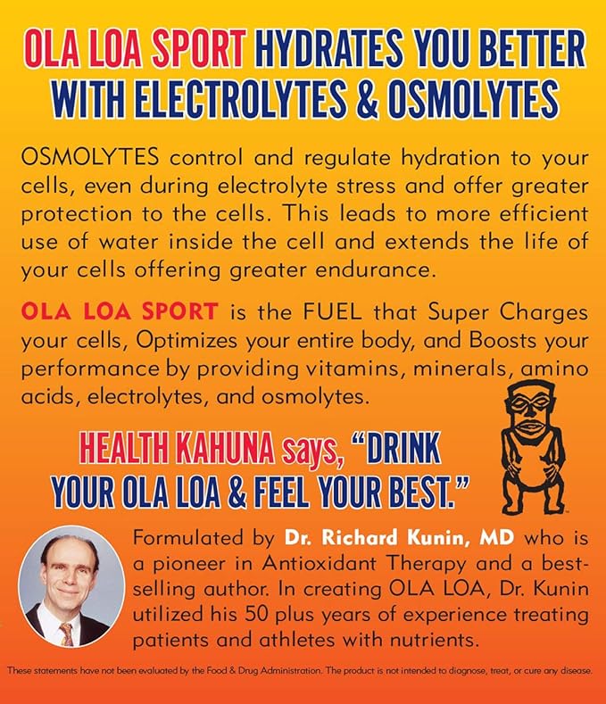 Ola Loa Sport Mango Tangerine All-Natural Hydrating Sports Drink Mix - Energy, Amino Acids, Electrolytes, Vitamin C, Vitamin B, Gluten Free, Vegan - Drink Your Vitamins - 30 Packets (7.4oz)