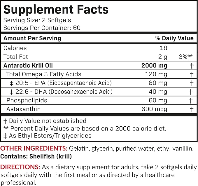 Futurebiotics Antarctic Krill Oil 2000mg Omega-3s EPA, 100% Pure 120 Softgels