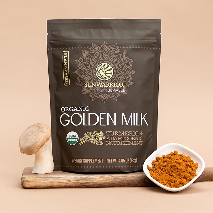 Organic Golden Milk Powder Ashwaghanda Turmeric Curcumin 90g pouch (30 srv)