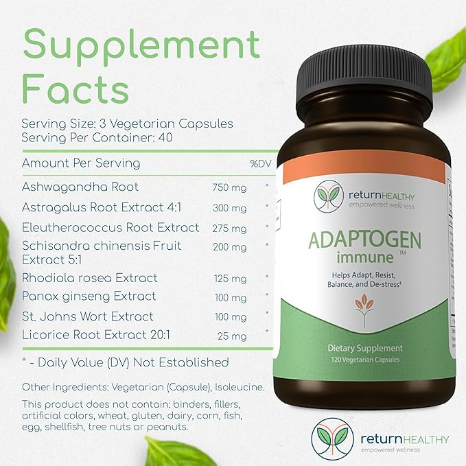 Adaptogen Immune, Adaptogens Supplements, Ashwagandha Supplements 120 Capsules