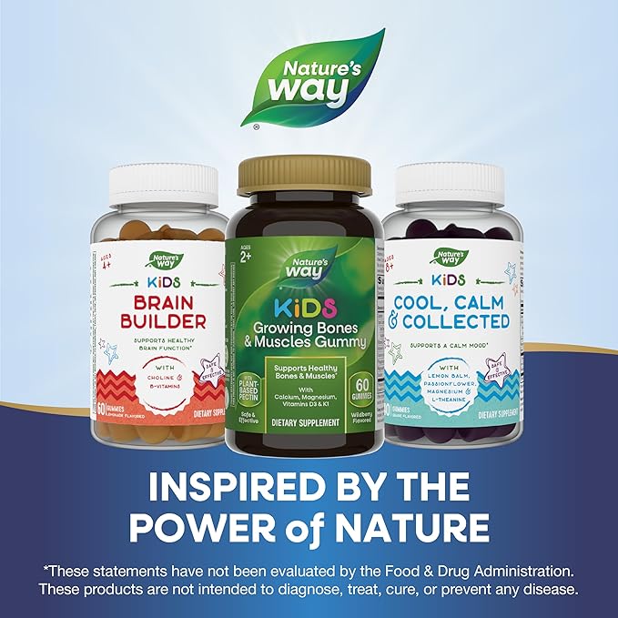 Nature's Way Kids Growing Bones & D3 & K1, Ages 2+, Wildberry 60 Gummies