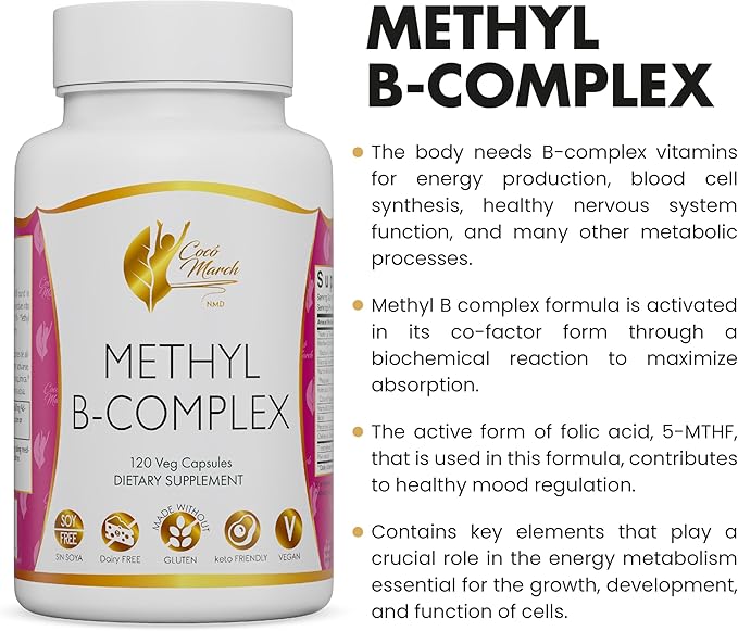 High Potency Methyl B Vitamins Active 5-MTHFR - 120 Capsules