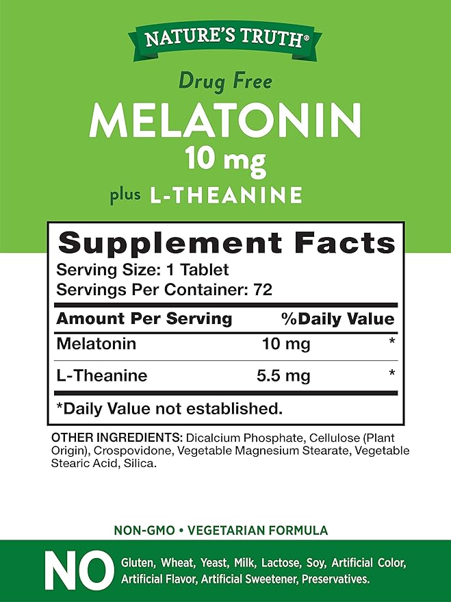 Melatonin 10 mg + L-Theanine 72 Tablets