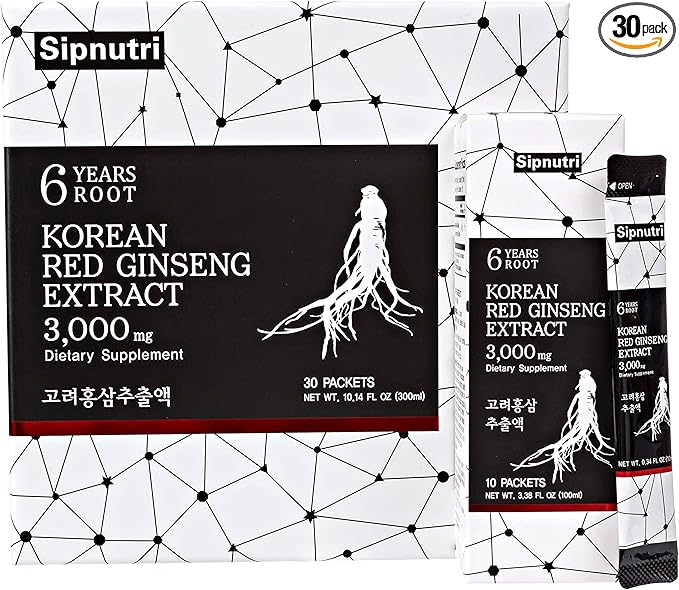Korean Red Panax Ginseng Extract Liquid 3000 mg, 100% Pure 10 ml 30 Packets