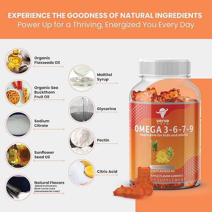 Omega 3 Gummies with Omegas 6, 7, 9, 9, DHA