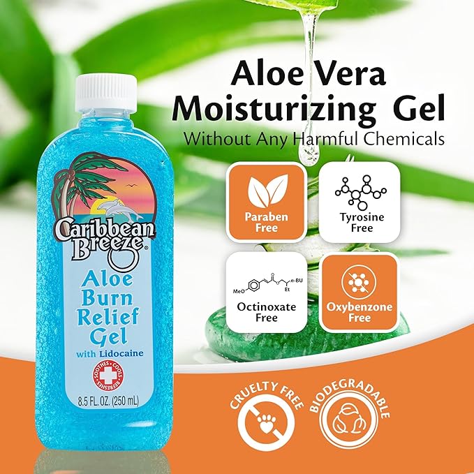 Caribbean Breeze Aloe Burn Relief, Vitamin 100% Aloe 8.5 oz (250 ml)