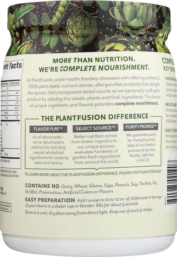 PlantFusion Complete Vegan Protein Powder - Plant Based Protein Powder With BCAAs, Digestive Enzymes and Pea Protein - Keto, Gluten Free, Soy Free, Non-Dairy, No Sugar, Non-GMO - Vanilla Bean 1 lb