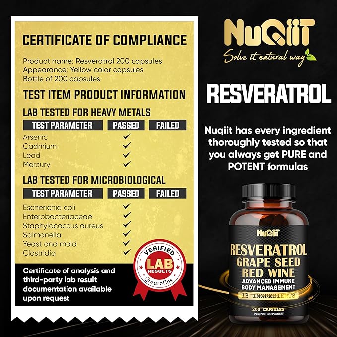 Extract 30:1 Trans Resveratrol Supplement 1000mg 200 Capsules 100 Servings