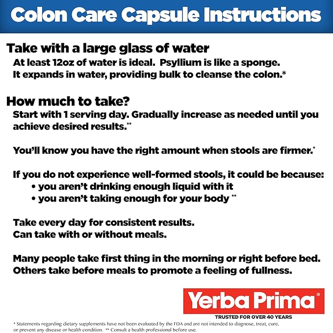 Yerba Prima Prebiotic Colon Care Capsules 180 Count, 2) -