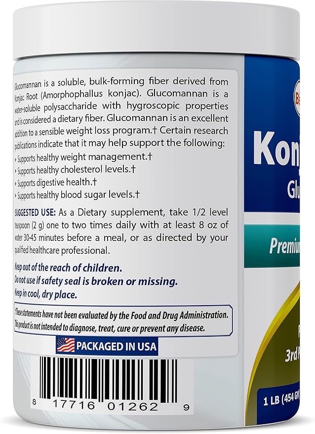Best Naturals Konjac Root Glucomannan Powder (Non-GMO) 1 Pound