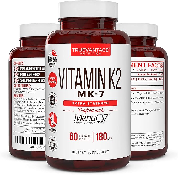 Vitamin k2 MK-7 Supplement 180mcg -Vitamin K2 Supports 60 Easy MenaQ7 K2 K2 MK7 MK7