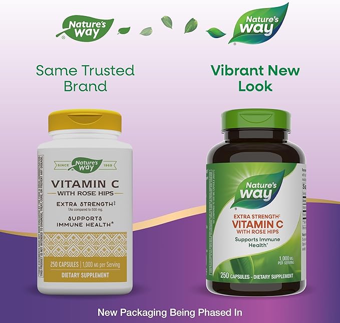Nature's Way Vitamin C with Rose 1000 mg 250 Capsules