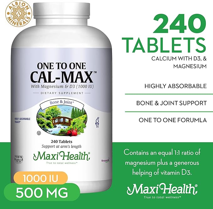 Maxi Health 500 mg Calcium Supplement D3 (1000 (1000 IU) (500 mg) 240 Tablets