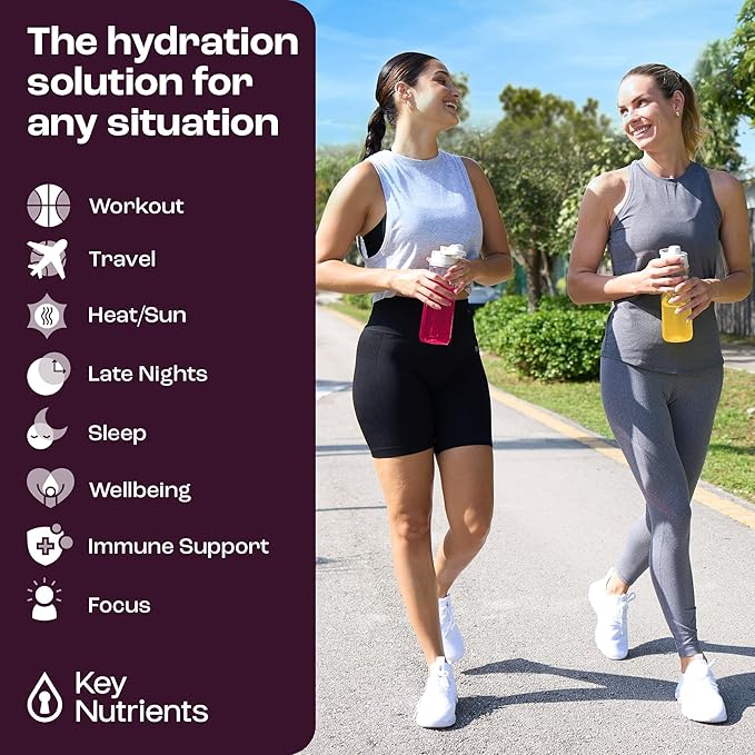 KEY NUTRIENTS Electrolytes Powder Packets No Sugar - 5 Delicious Flavors in Hydration Packets 20 Pack - No Calories, Gluten Free Electrolytes Powder Packets, Non GMO, Made in USA