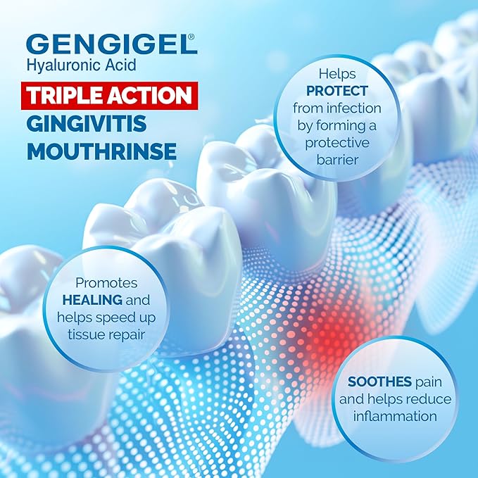 Hyaluronic Acid Mouthrinse (300 ml), Oral Care Solution for Gum Health, Reduces Discomfort & Promotes Healing, Relieves Gum Recession & Gingivitis, No Alcohol or SLS, Vegan & Kosher