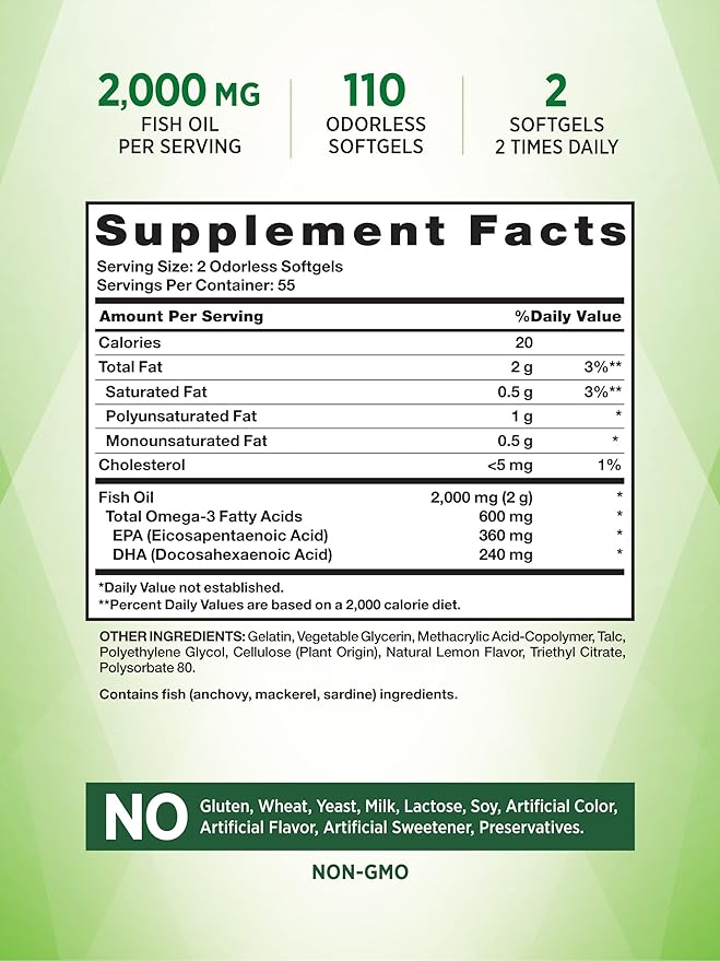 Nature's Truth Fish Oil Supplement 2000mg | 110 Softgels Omega-3 |