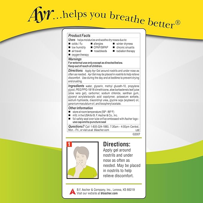 Ayr Saline Nasal Gel, With Soothing 0.5 Ounce 1)