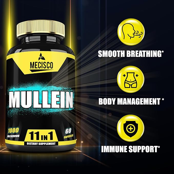 Mullein Leaf Supplement with Panax Ginseng 60 Capsules 11in1 Support