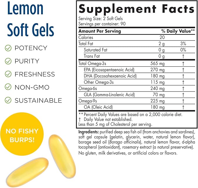 Nordic Naturals Complete Omega, Lemon Flavor 180 Soft 565 mg Omega-3 - 90 Servings