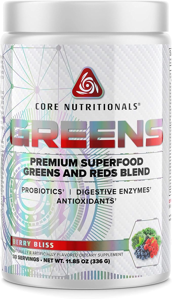 Core Nutritionals Greens Platinum Premium Superfood Greens and Reds Blend, Supports Digestion and Gut Health, 5 Billion CFU Probiotic,30 Servings (Berry)