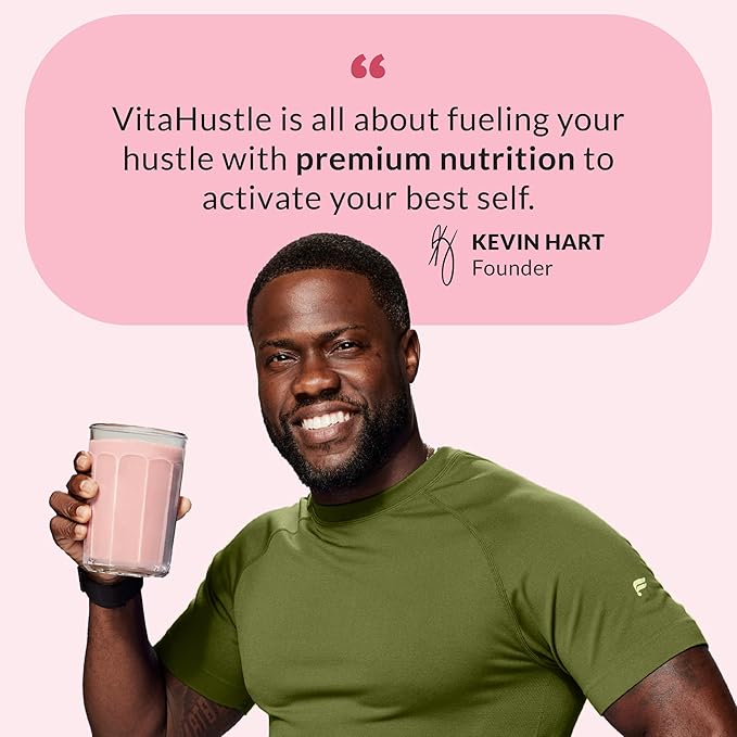 VitaHustle ONE - Superfood Meal Replacement Powder, Plant Based Protein Shake Powder, Vegan. 86 Superfoods, Vitamins, & Minerals, Ashwagandha, Adaptogens. Founded by Kevin Hart. (Strawberry 2-Pack)