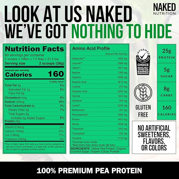 NAKED Chocolate Pea Protein 5lb Bulk,