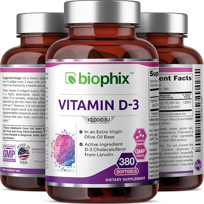 biophix Vitamin D-3 10000 IU 380 Softgels K2