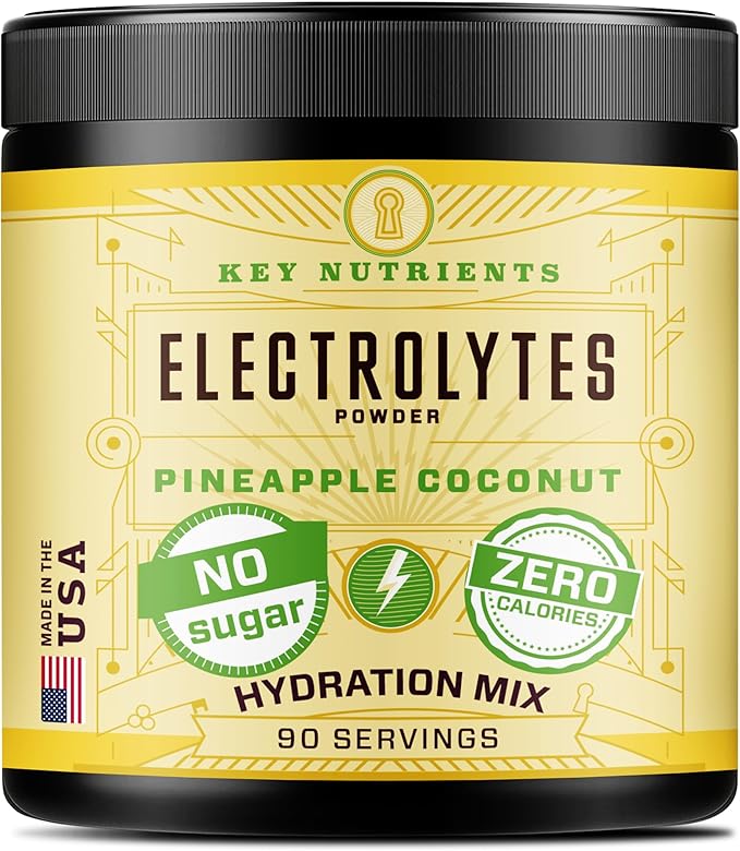 KEY NUTRIENTS Multivitamin Electrolytes Powder No Sugar - Tropical Pineapple Coconut Electrolyte Powder - Endurance & Energy Supplement - Hydration Powder - No Calories - 90 Servings - Made in USA