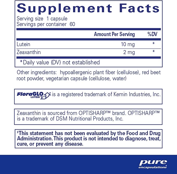Pure Encapsulations Lutein & Zeaxanthin 60 Capsules